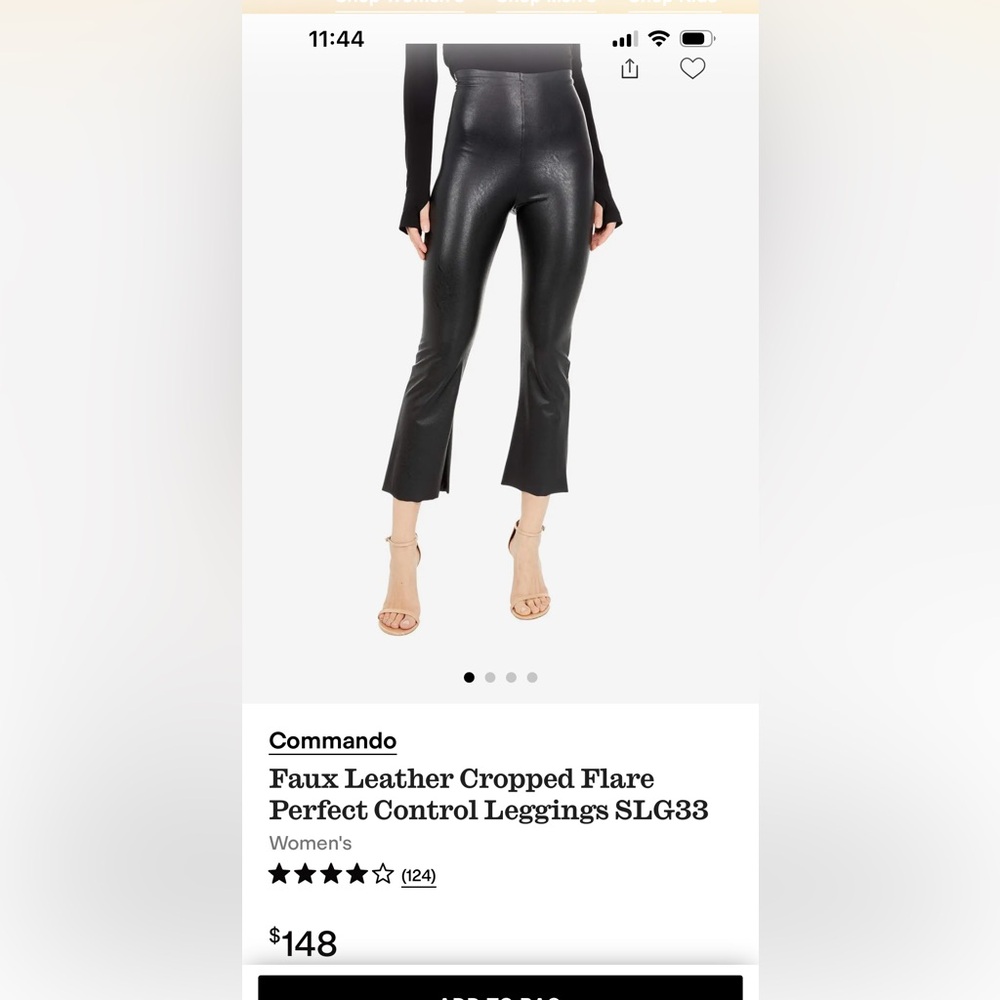 Commando Black Faux Leather cropped flare Leggings